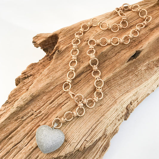 CZ Heart on Adjustable Crown Chain