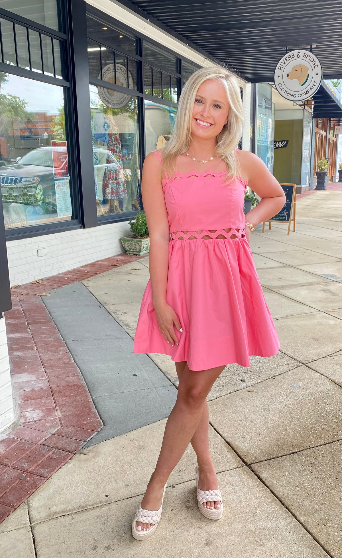 Ric Rac Mini Dress in Baby Pink