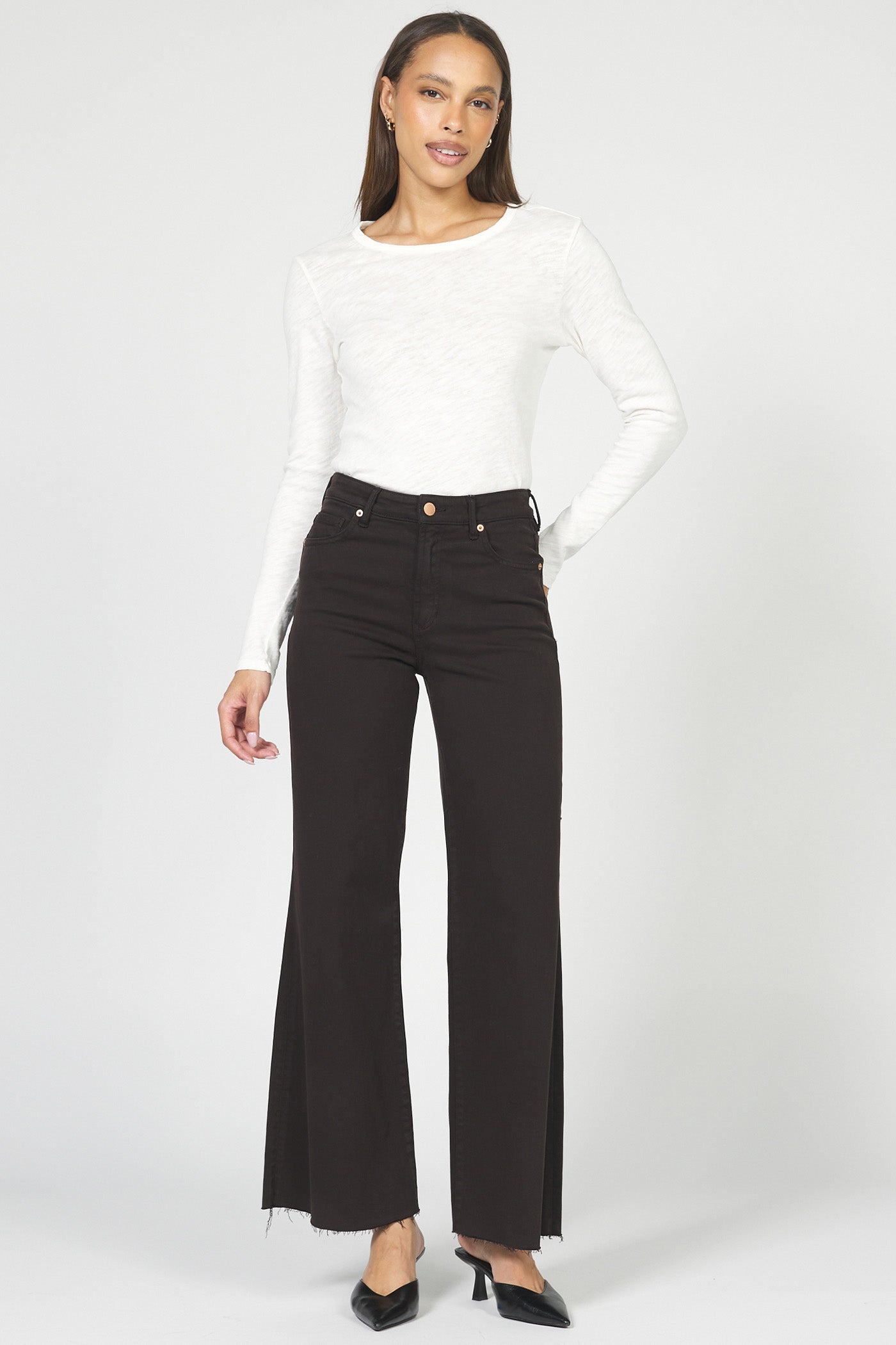 Fiona Wide Leg Jeans in Chocolate Torte