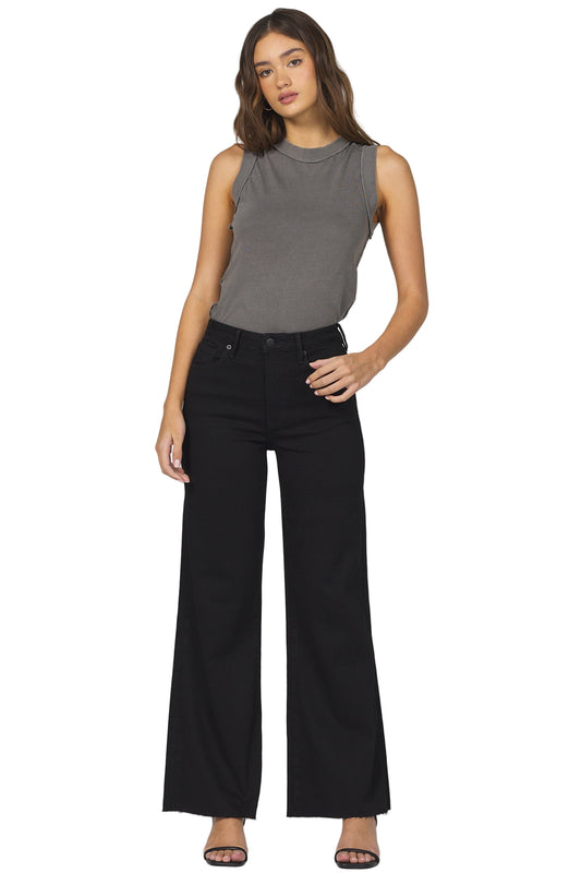 Fiona Wide Leg Jeans in Black Arrow