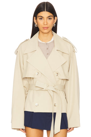 Eleanor Cropped Trench Jacket, Khaki