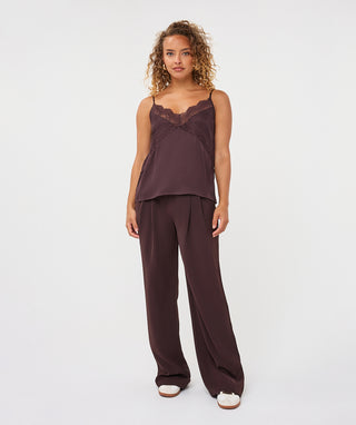 Esqualo Camisole Lace Satin in Cacao