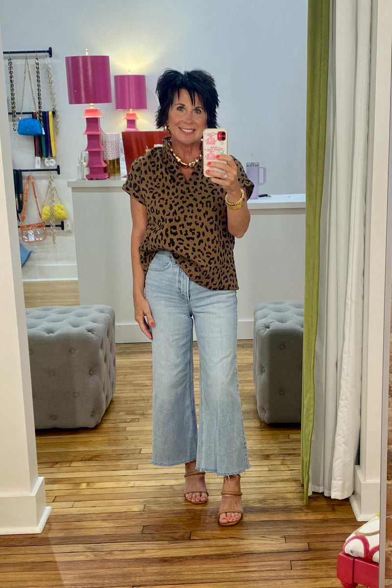 Felicity Short Sleeve Cheetah Top