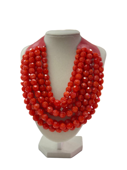 Elise Beaded Necklace in Game Day Red