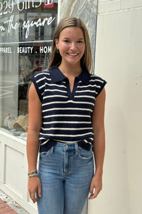 Frances Striped Sweater in Navy