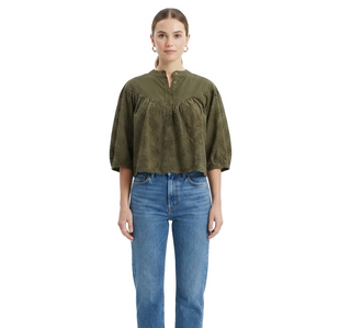 Faye Boho Henley Top in Troops