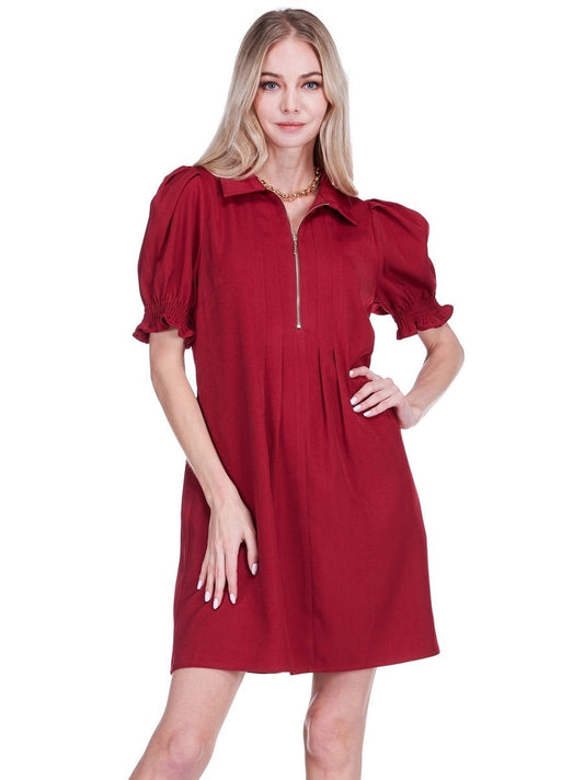 Wine Front Darts Dress