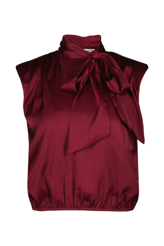 Belle Tie Front Top in Crimson
