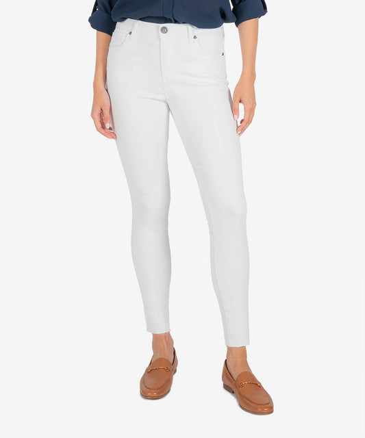 Connie High Rise Ankle Skinny with Raw Hem in Optic White