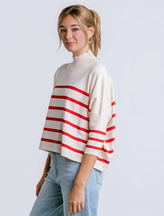 Red/Cream Aja Ortho Stripe Sweater, One Size