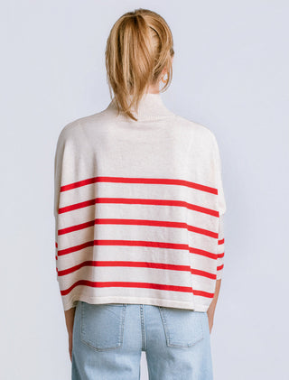 Red/Cream Aja Ortho Stripe Sweater, One Size