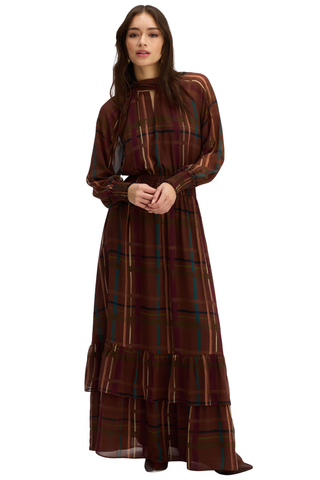 Nova Maxi Dress, Brown Plaid