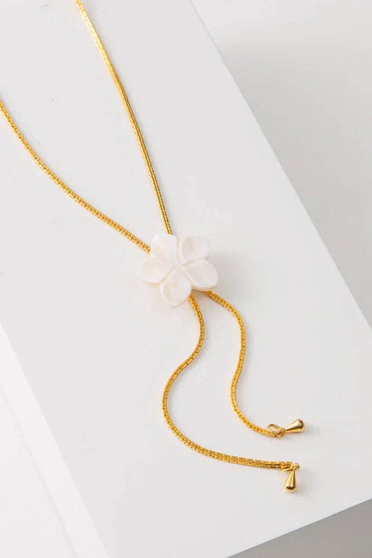 Noonday Plumeria Lariat Necklace