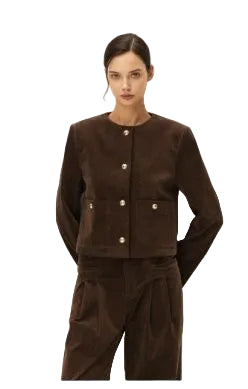 Juliette Cropped Corduroy Jacket, Brown