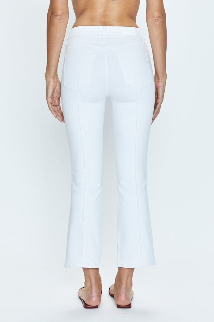 Lennon Pintuck High Rise Crop Boot in White
