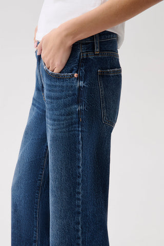Pistola Lexi Mid Rise Bowed Straight Jeans, MoonWave