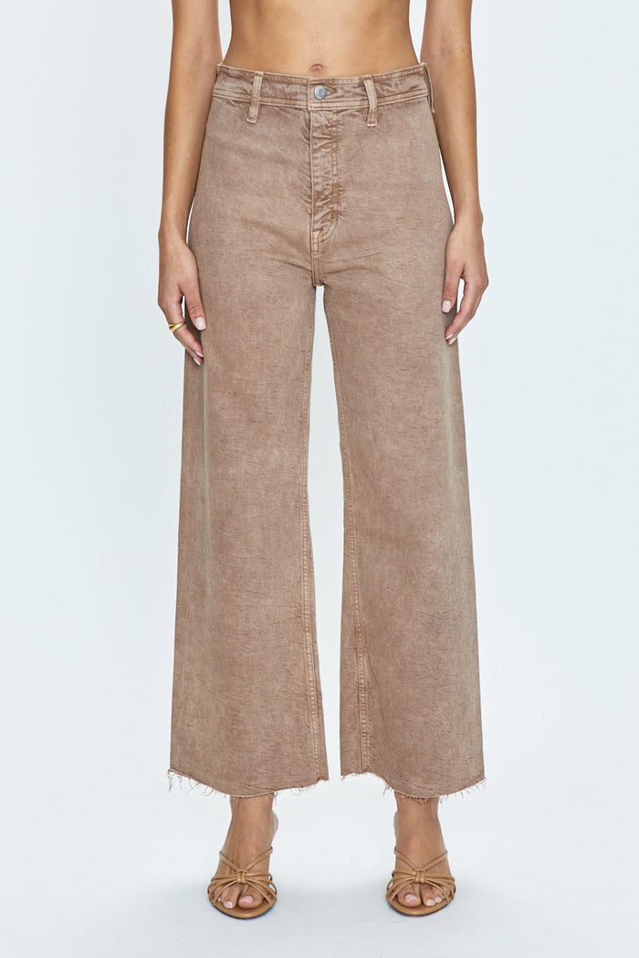 Pistola Penny High Rise Cropped Wide Leg in Cashew