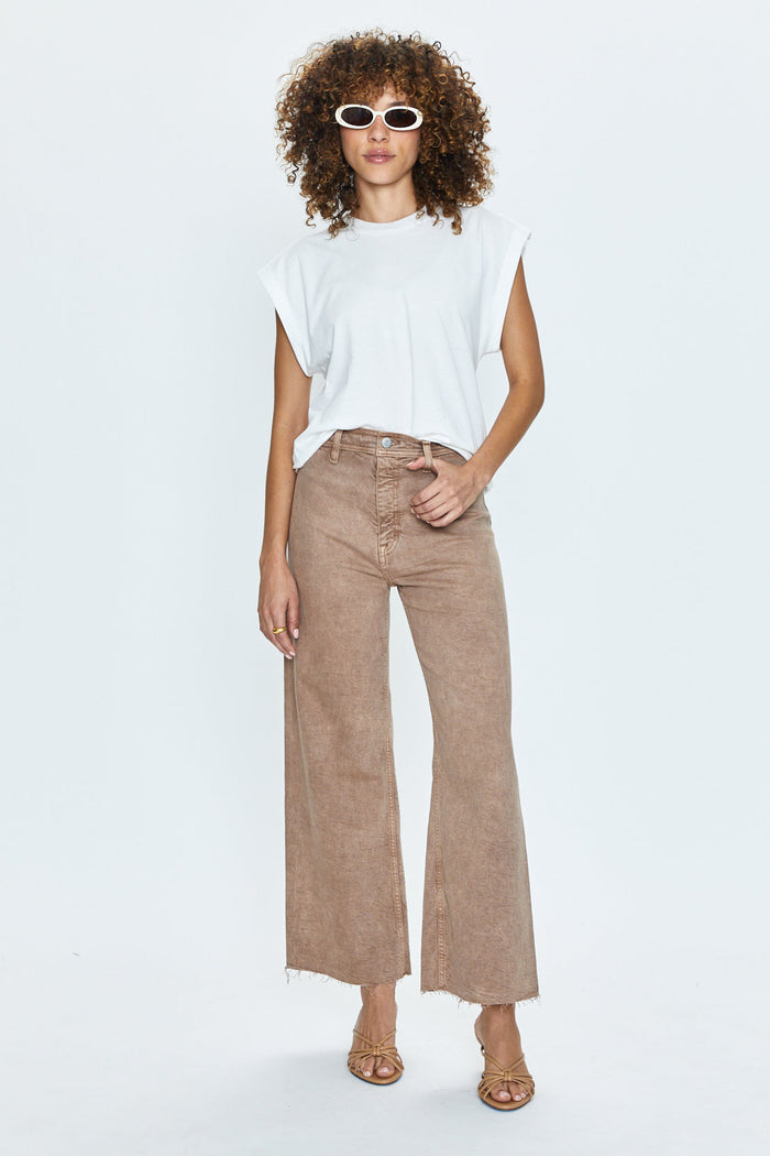 Pistola Penny High Rise Cropped Wide Leg in Cashew