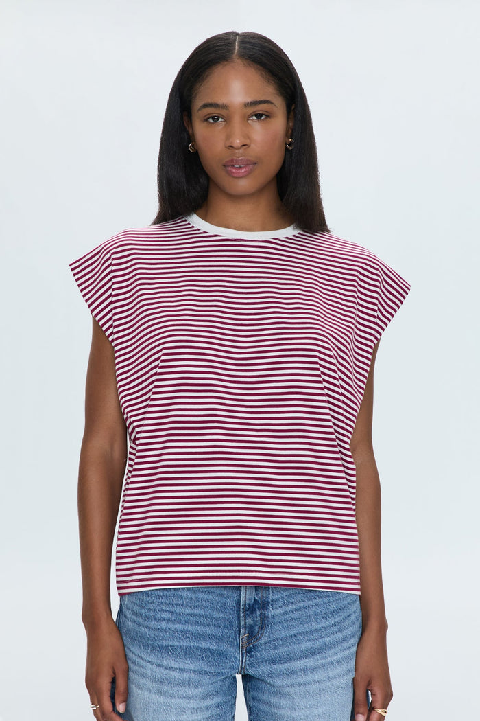 Pistola Trina Top in Sangria/White Stripe