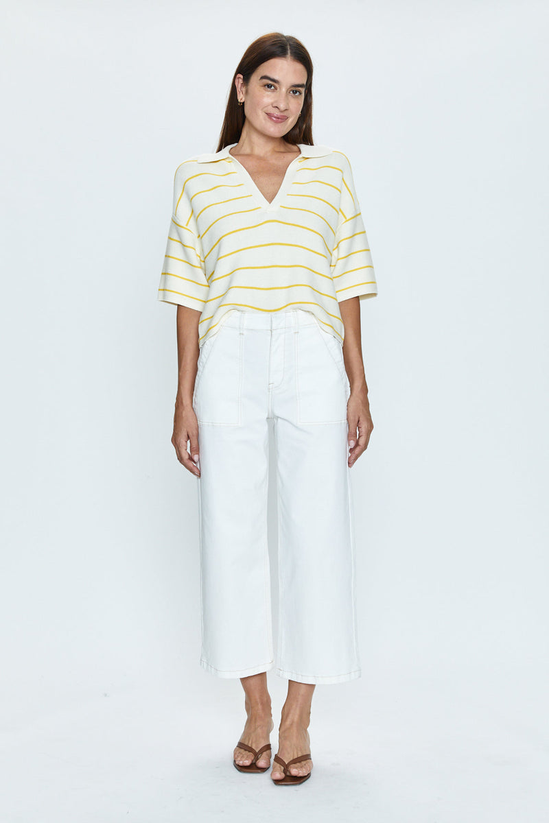 Sophia Wide Leg Utility Ankle Pant in Le Blanc