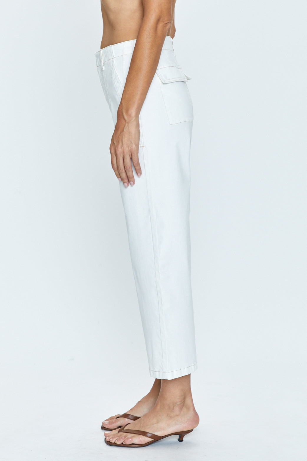 Sophia Wide Leg Utility Ankle Pant in Le Blanc