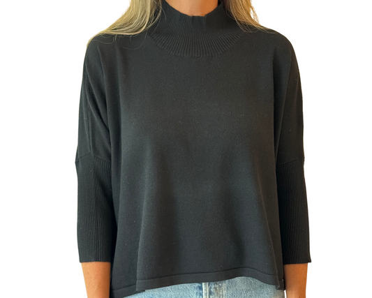 Aja Ortho Solid Sweater in Black