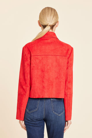 Faux Suede Two Pocket Jacket, Red