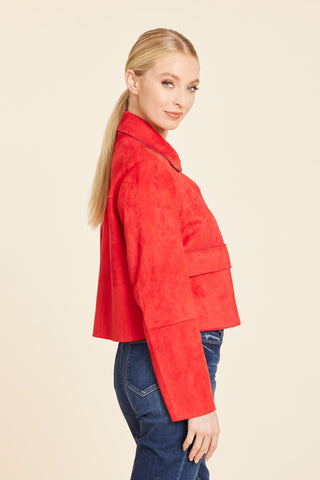 Faux Suede Two Pocket Jacket, Red