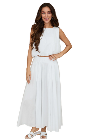 Cotton Poplin Maxi Skirt in White