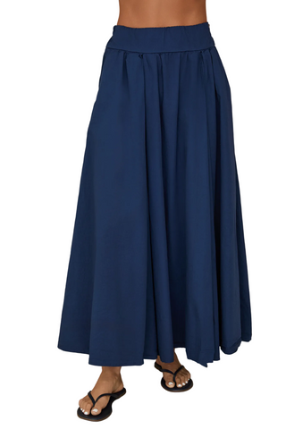 Cotton Poplin Maxi Skirt in Navy