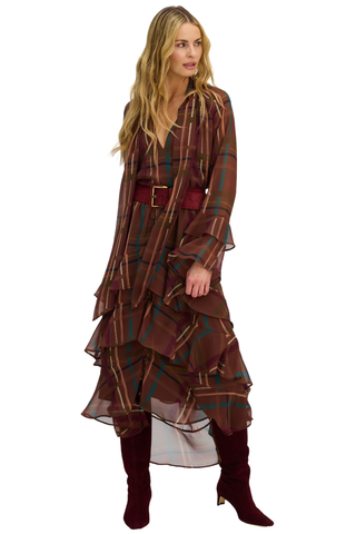 Valentina Blouse, Brown Plaid