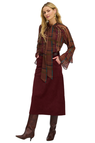 Valentina Blouse, Brown Plaid
