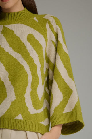 Abstract Print Mock Neck Sweater - The South Apparel