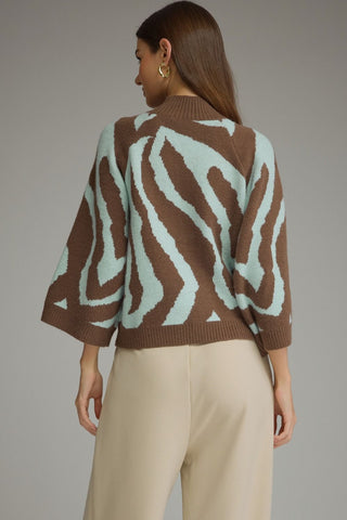 Abstract Print Mock Neck Sweater - The South Apparel