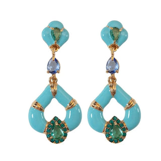 Aegean Dream Crystal Turquoise Teardrop Statement Earrings - The South Apparel