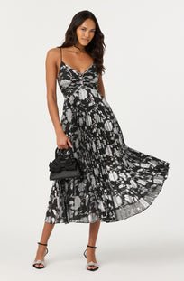 Astr The Label Saoirse Dress in Black Silver - The South Apparel