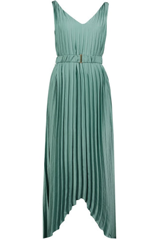 Balinese Pleat Midi Dress in Seaglass - The South Apparel