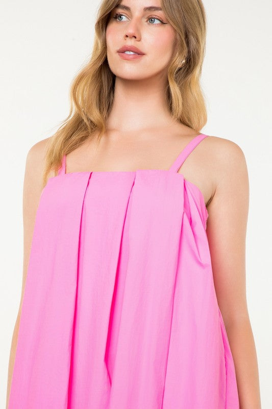 Poplin Midi Dress in Pink