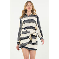 Colleen Striped Mini Wrap Dress