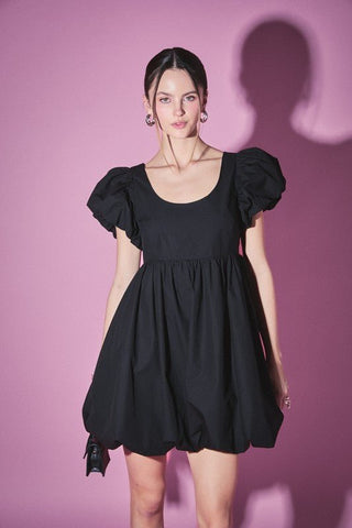 Black Bubble Scoop Mini Dress - The South Apparel