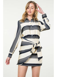 Colleen Striped Mini Wrap Dress