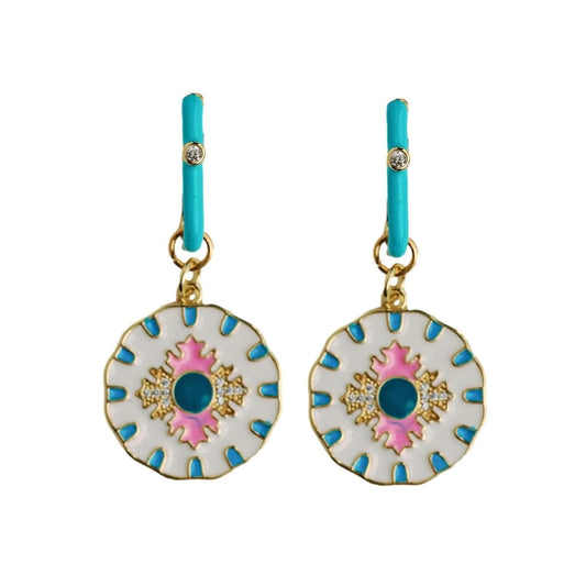 Capri Tile Enamel Charm Statement Earrings - The South Apparel