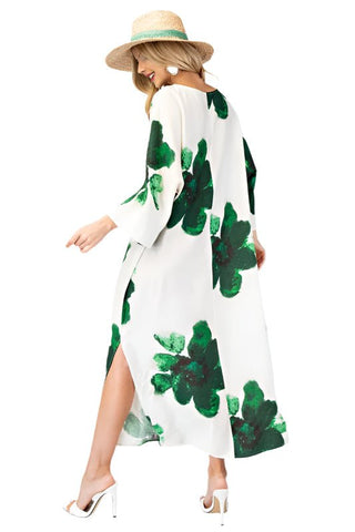 Carrie Caftan in Green Floral - The South Apparel