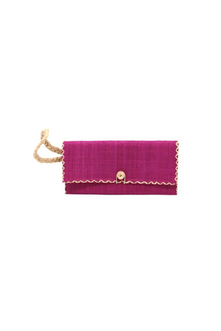 Chichi Straw Envelope Clutch Purse Wristlet Bag - Fuchsia - The South Apparel