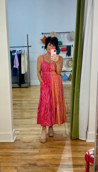 Colorblocked Zebra Prink Dress - Pink - The South Apparel