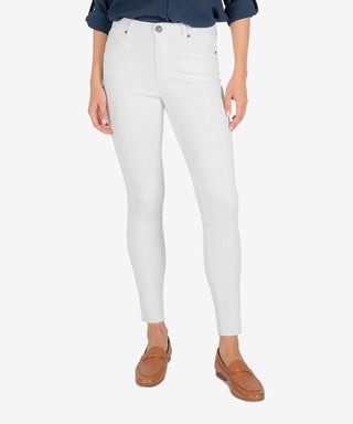 Connie High Rise Ankle Skinny with Raw Hem in Optic White - The South Apparel