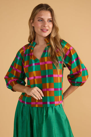 Cosette Top, Holiday Tartan - The South Apparel