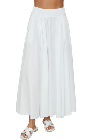 Cotton Poplin Maxi Skirt in White - The South Apparel