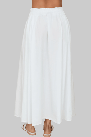 Cotton Poplin Maxi Skirt in White - The South Apparel