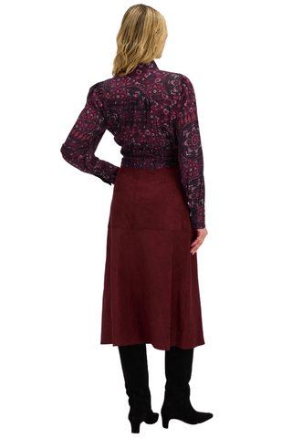 Courtney Top, Burgundy Scarf Print - The South Apparel